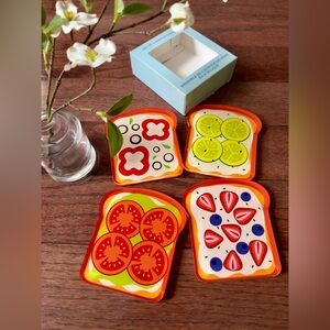 Set of 4 Acrylivc ‘I Love Breakfast’ Fun Novelty Coasters for Drinks New